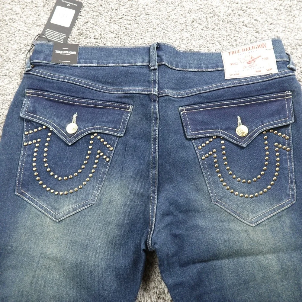 NEW True Religion Jeans Mens 34X32‎ Blue Denim Pants Geno Relaxed Slim Straight